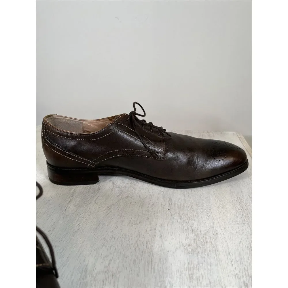 JD Fisk Brown Leather Wingtip Oxford Shoes Men's Size 11‎